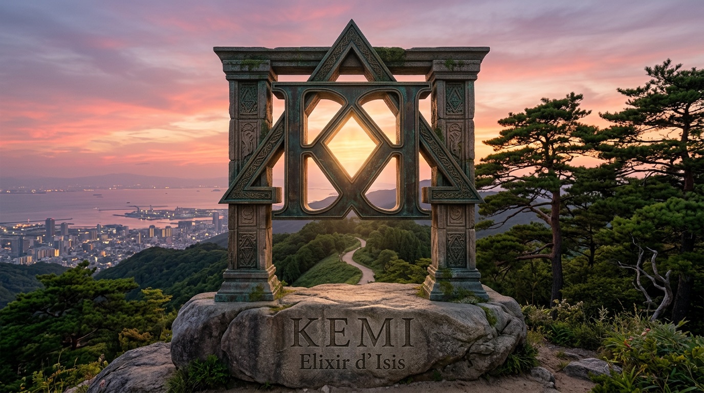 山上に佇む KEMI のモニュメント